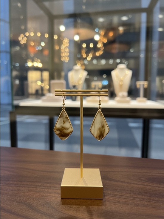 Hypoallergenic Reversible Marble Tear Drop Earrings #6 - Picture 4 of 6